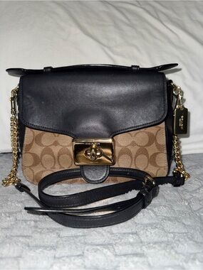 COACH Cassidy Signature Canvas and Black Leather Crossbody Bag